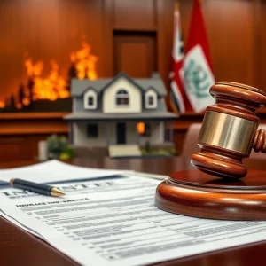 Courtroom representation of a California insurance lawsuit
