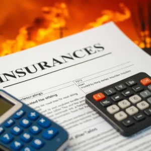 Illustration depicting the financial impact of insurance rate hikes in California due to wildfires.