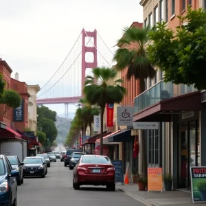California street with small businesses reflecting the impact of tariffs