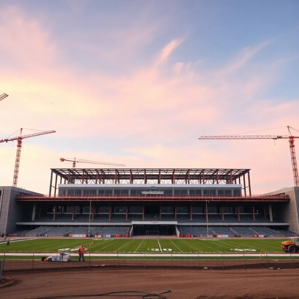 Under construction stadium at Capistrano Valley High School