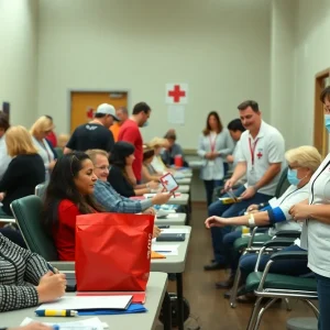 People donating blood at a community blood drive