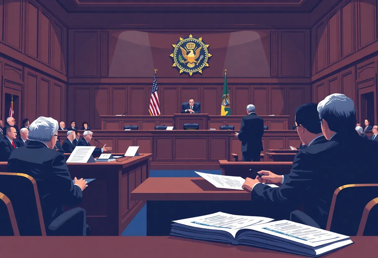 Courtroom discussion about federal layoffs