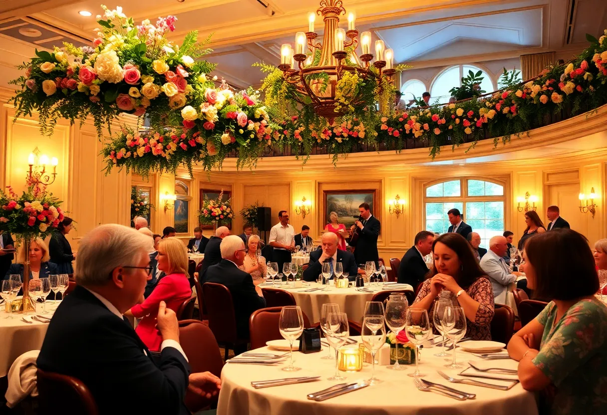 Guests enjoying a music education fundraiser at The Drake Restaurant
