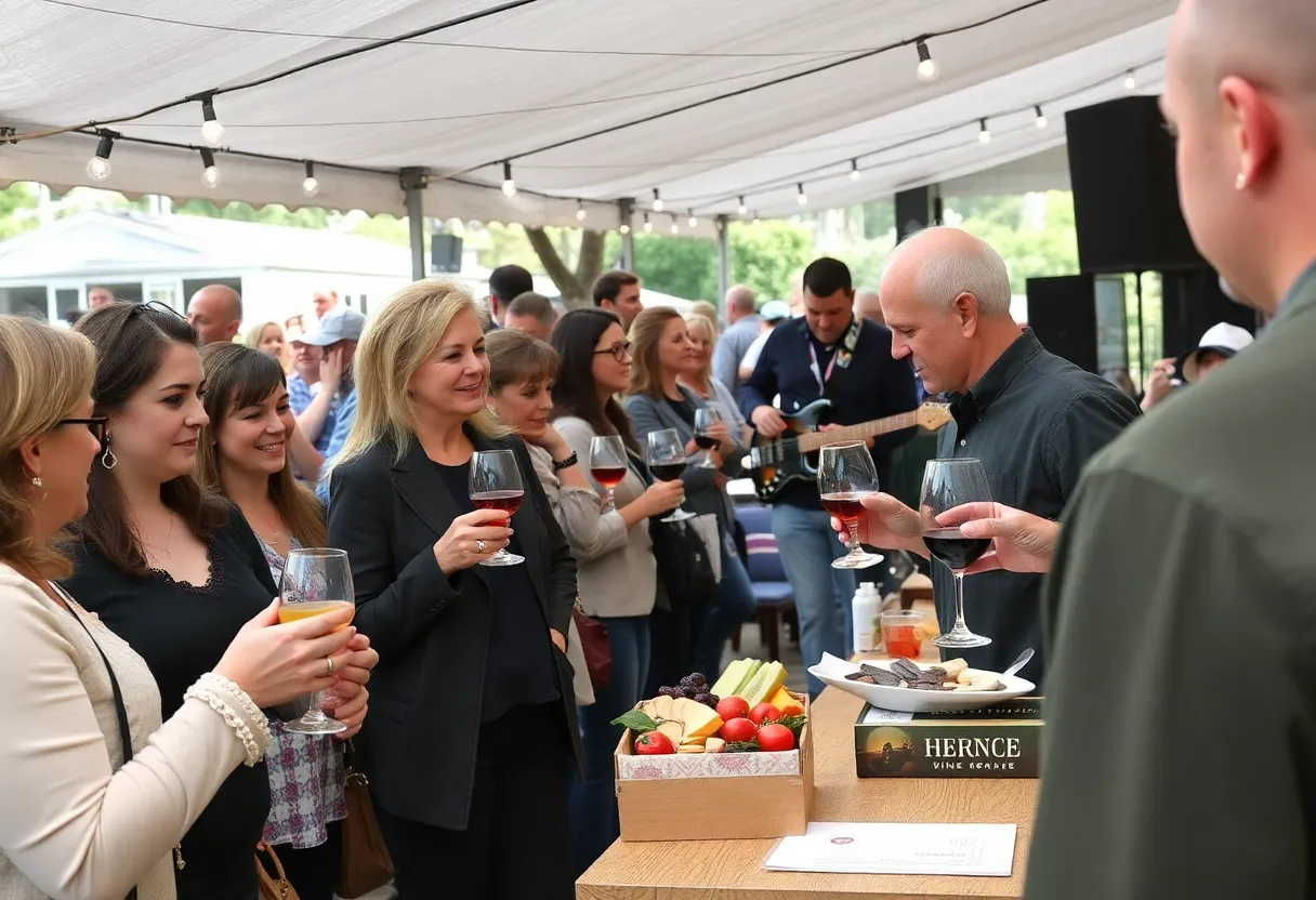 Community gathering at Grapes and Grains tasting event in Mission Viejo