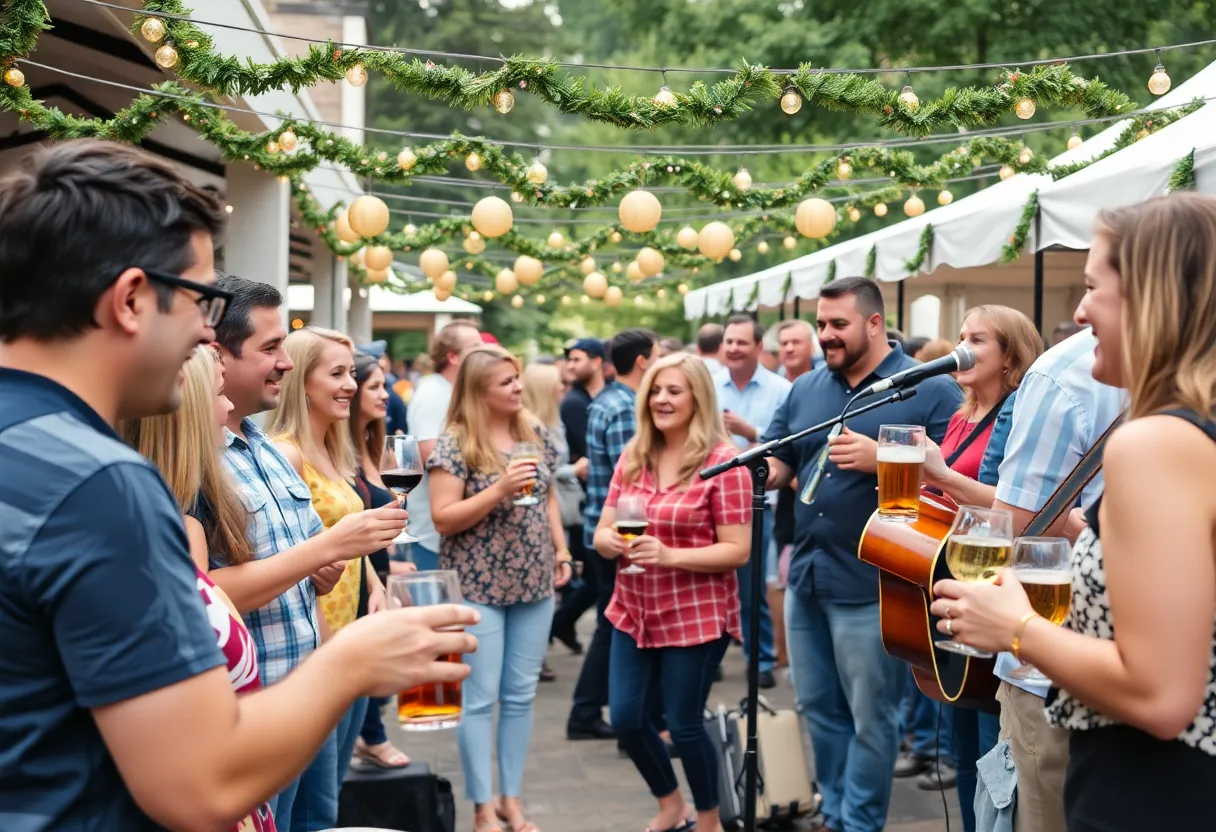 Attendees enjoying wine and beer tastings at the Grapes & Grains event in Mission Viejo