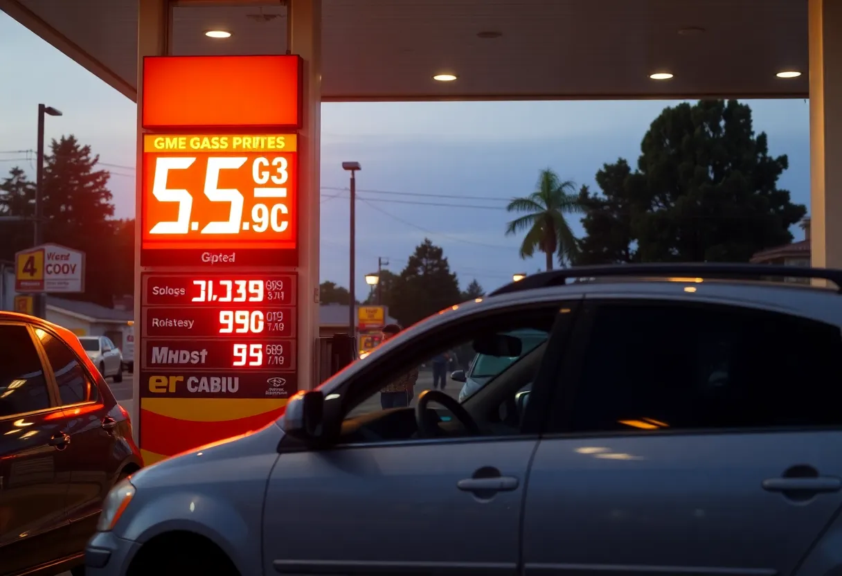 High gas prices displayed at a California gas station