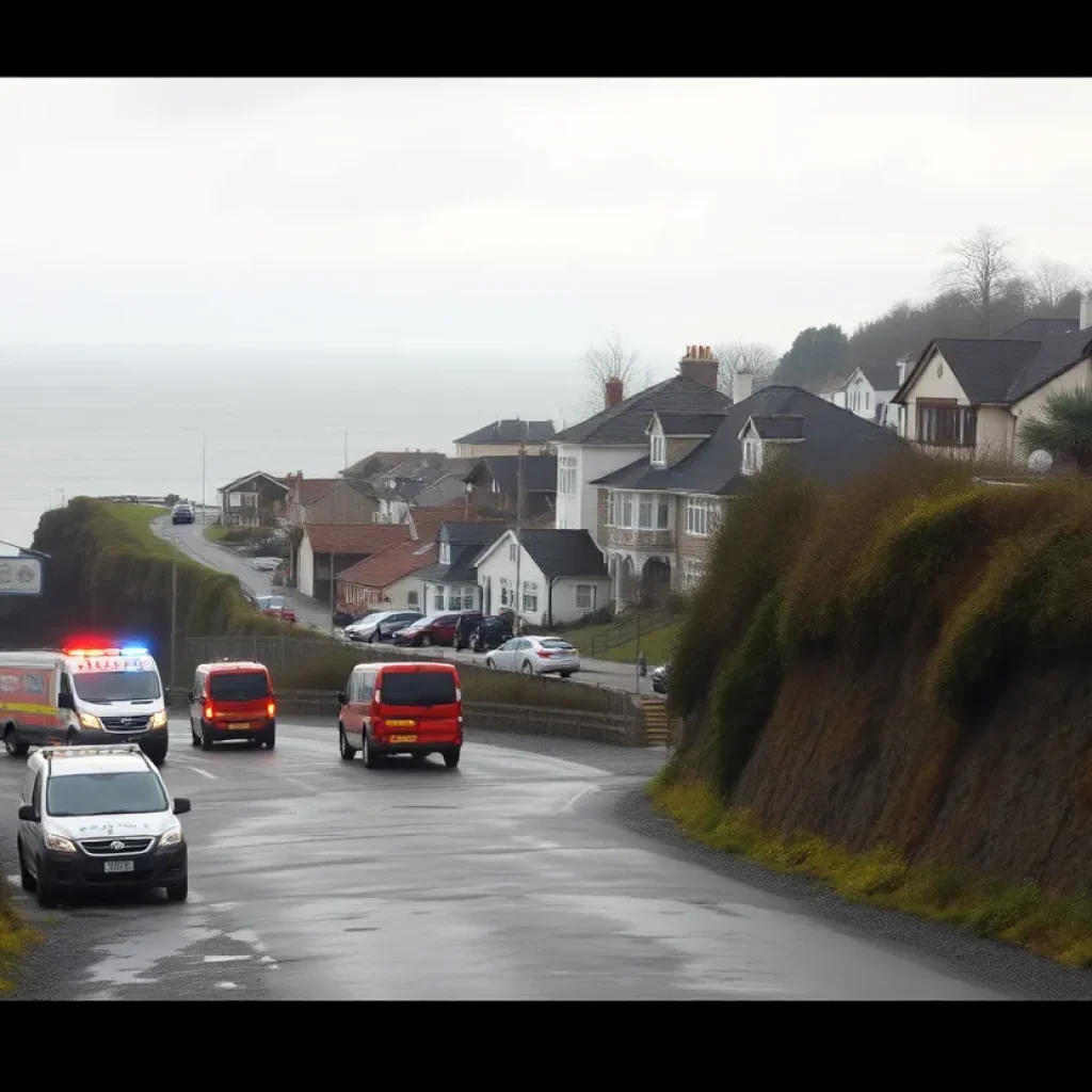 Accident scene in Laguna Beach with emergency vehicles