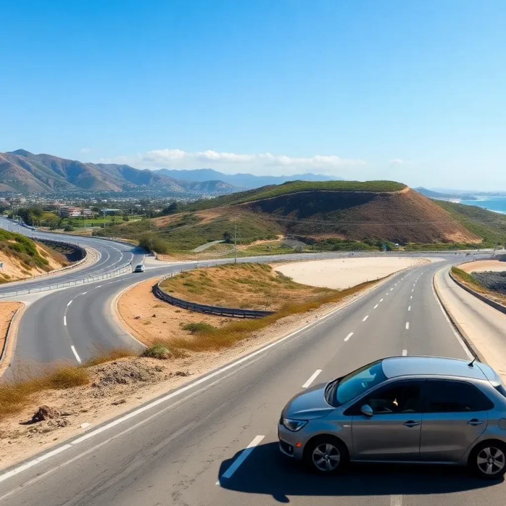 Highway in Laguna Beach with ocean view
