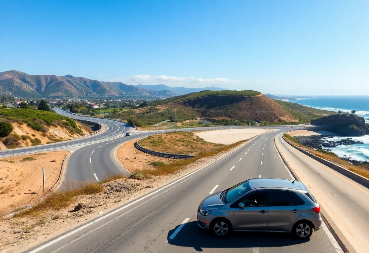 Highway in Laguna Beach with ocean view