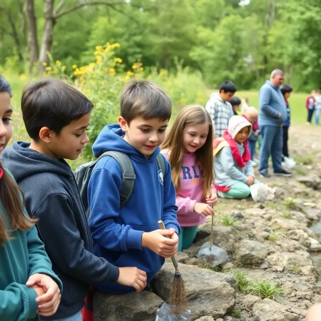 Students working on stormwater pollution projects
