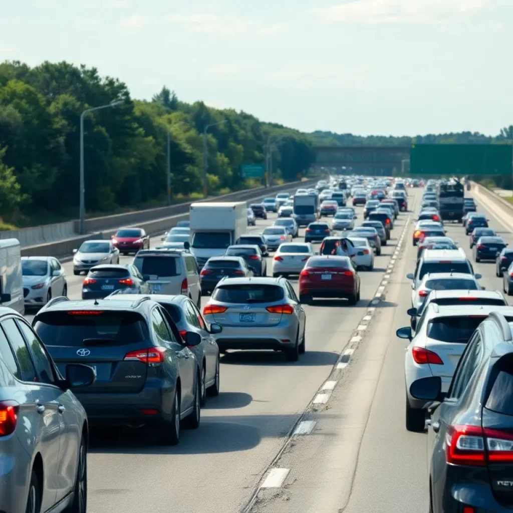 Heavy traffic on the highway during Memorial Day weekend