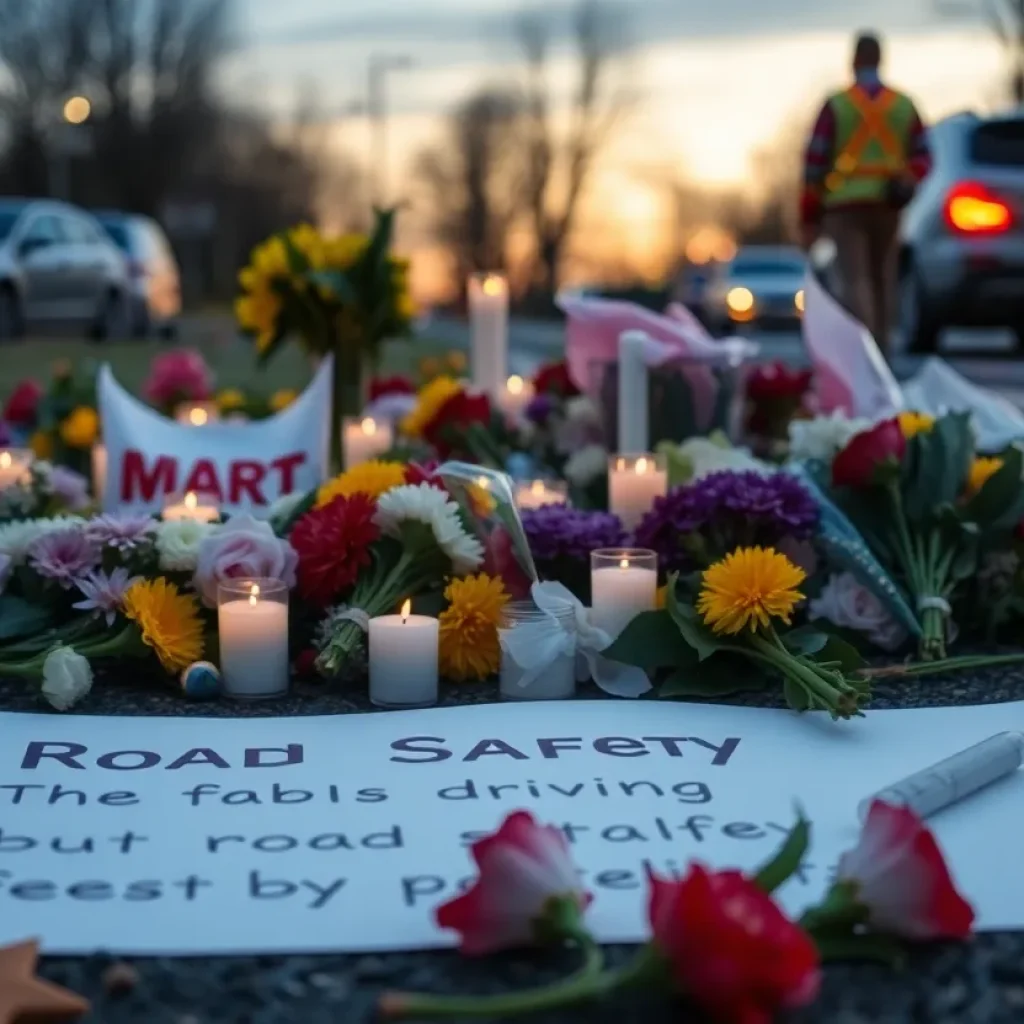 Memorial for victims of a fatal car crash in Los Angeles