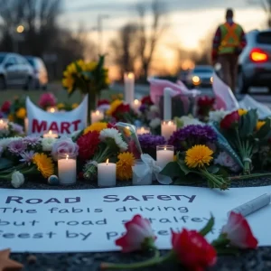 Memorial for victims of a fatal car crash in Los Angeles