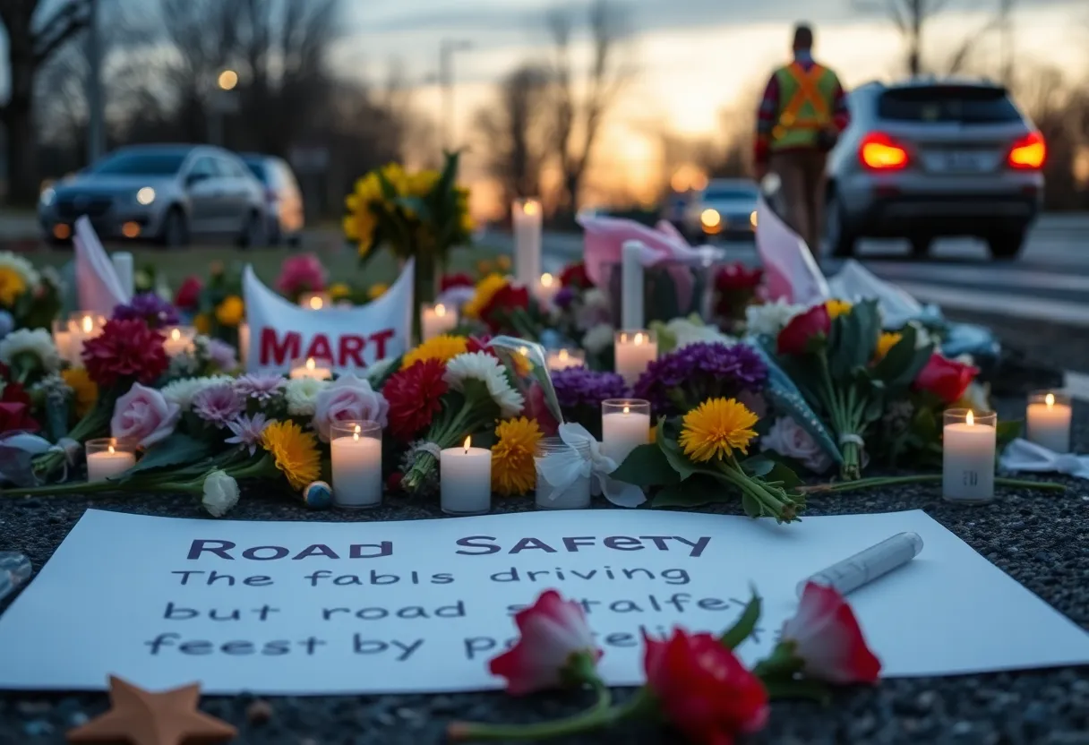 Memorial for victims of a fatal car crash in Los Angeles