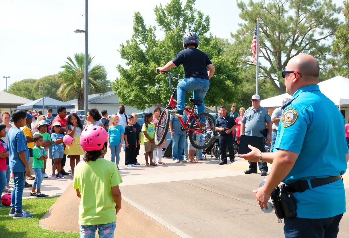 Families enjoying the bike safety event in Mission Viejo