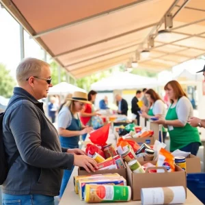 Volunteers collecting food at Mission Viejo Farmers Market