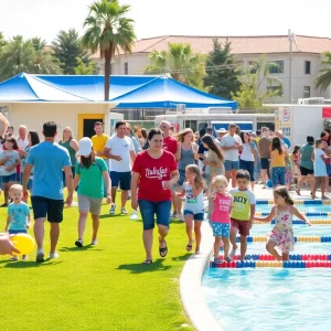 Families engaging in activities at Mission Viejo Open House