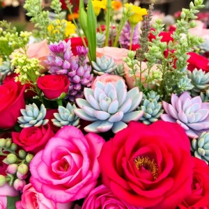 Variety of flower arrangements in a florist shop for Mother's Day.