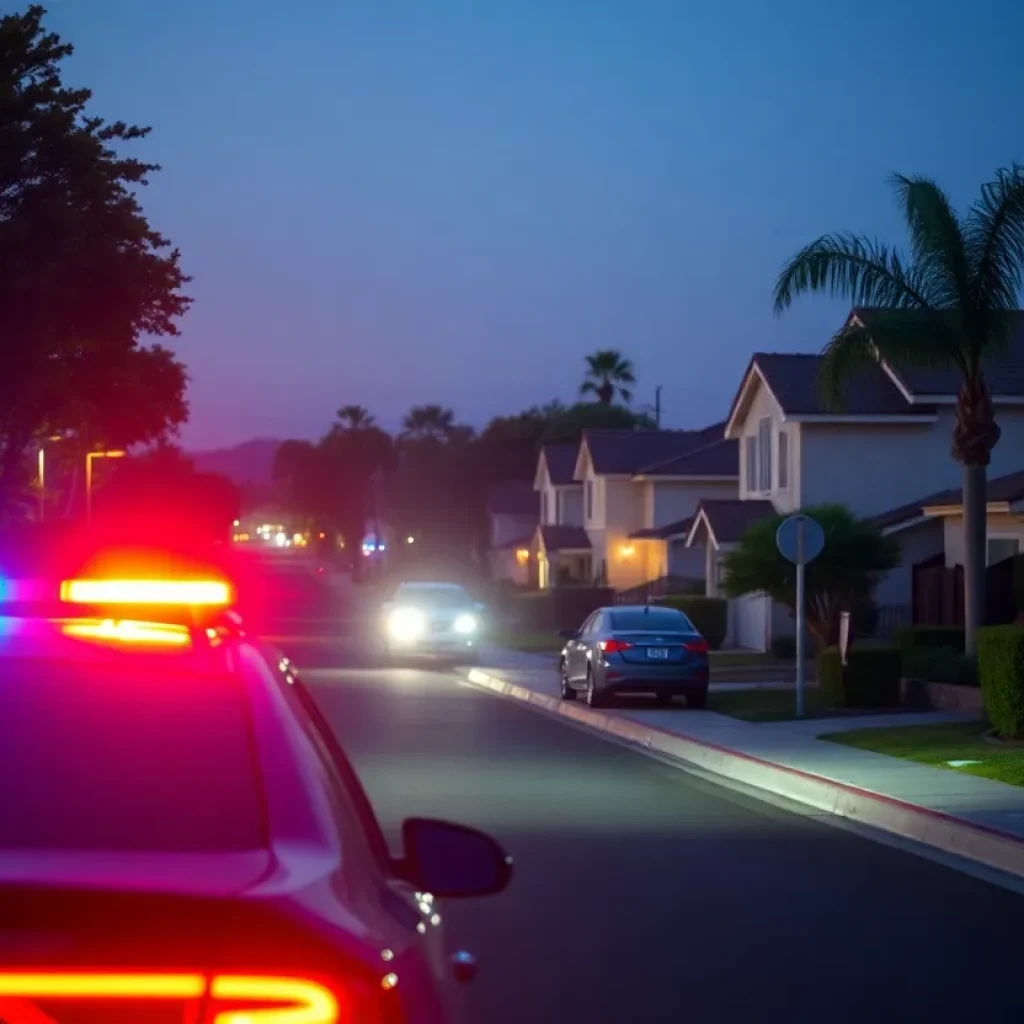 Police investigating a shooting scene in a residential area of Orange, California.
