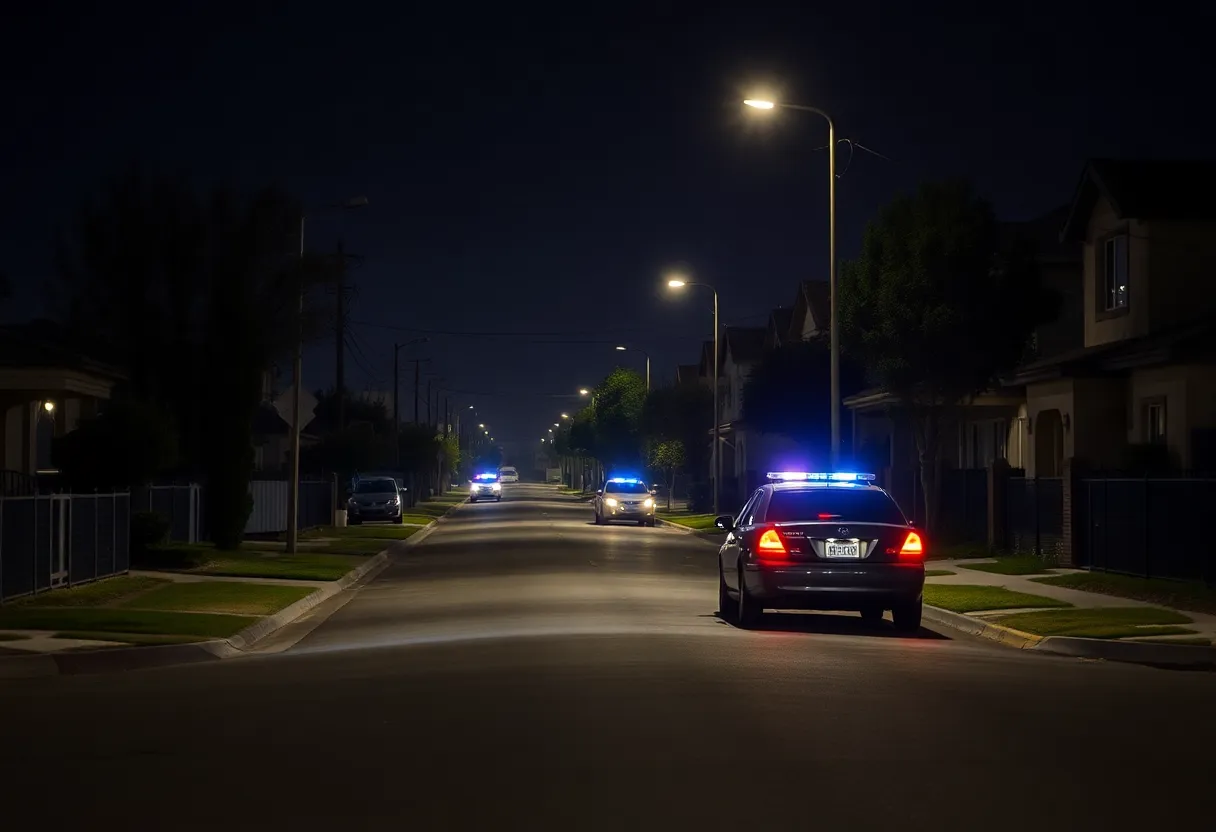 Nighttime street scene in Orange, California
