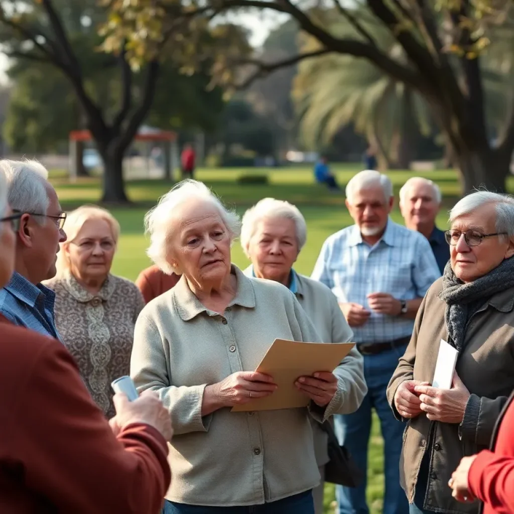 Seniors in Orange County discussing budget cuts