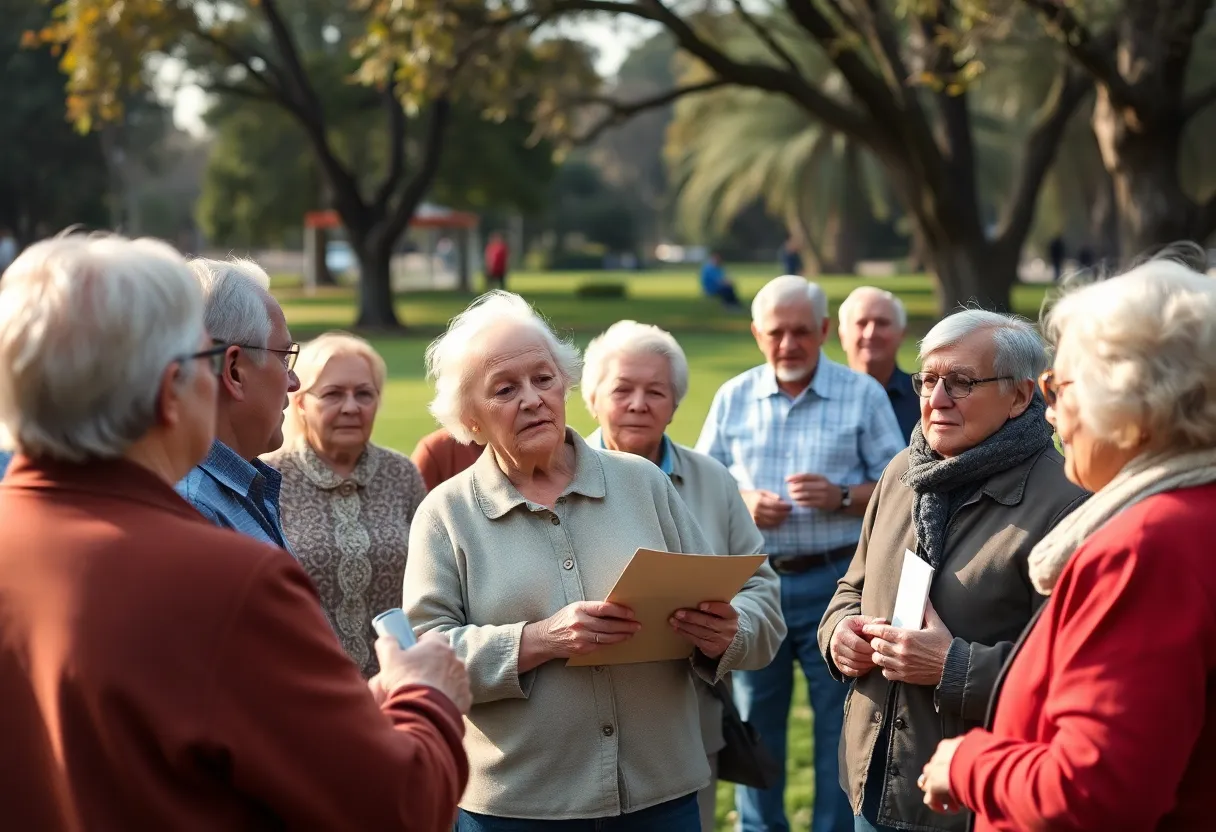 Seniors in Orange County discussing budget cuts