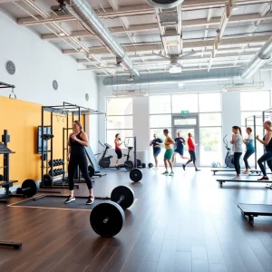 A group workout session at Pvolve fitness studio