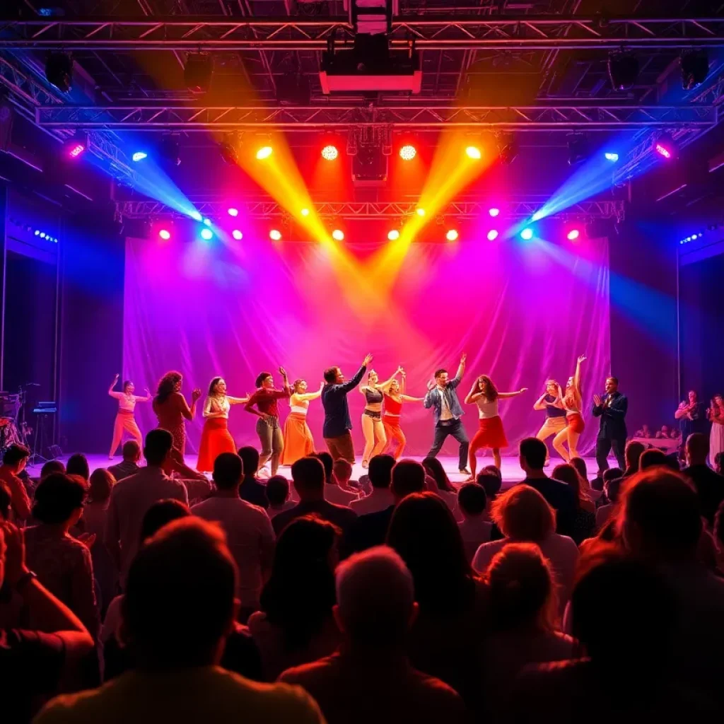 Dancers performing on stage at Saddleback College dance showcase
