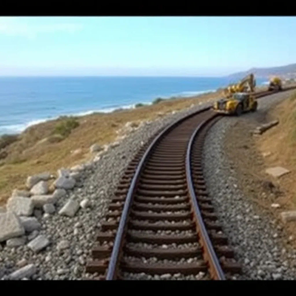 Emergency repairs on San Clemente railway track