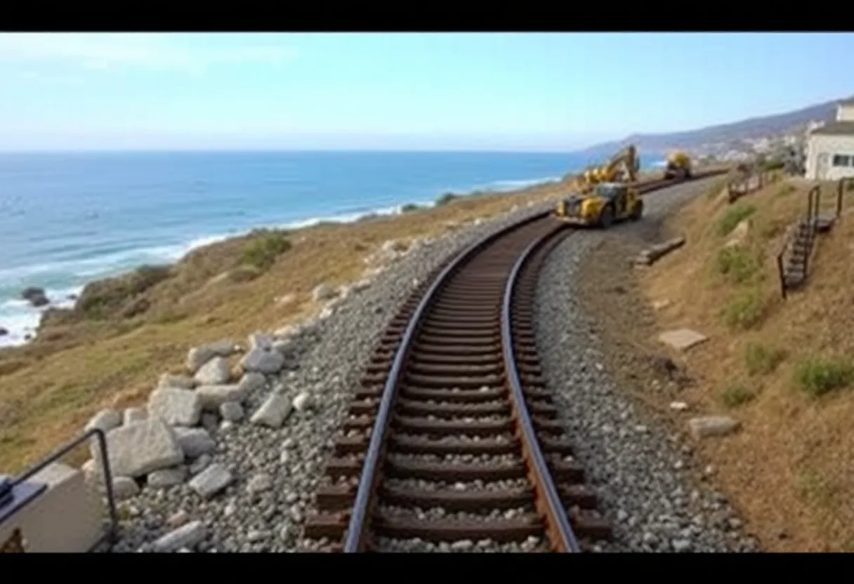 Emergency repairs on San Clemente railway track