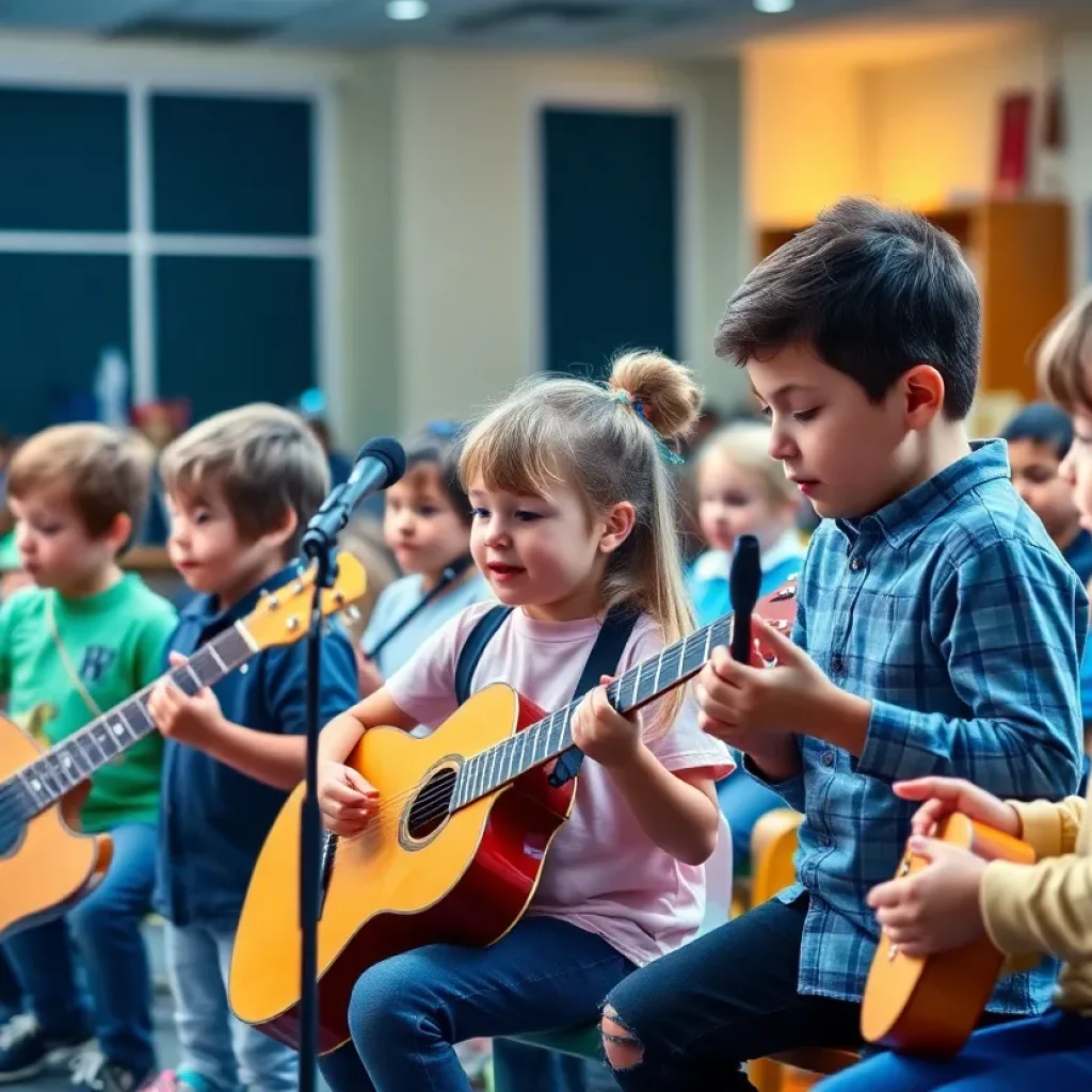Children enjoying a sensory-friendly concert at school