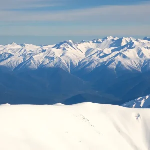 Snow-covered Sierra Nevada mountains