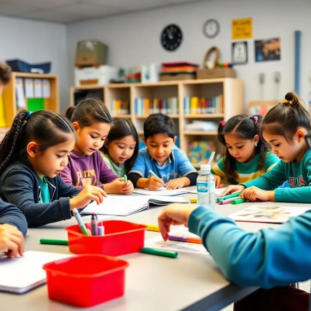 Students actively participating in a classroom learning experience