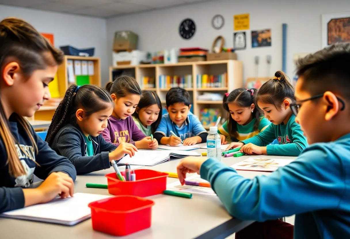 Students actively participating in a classroom learning experience