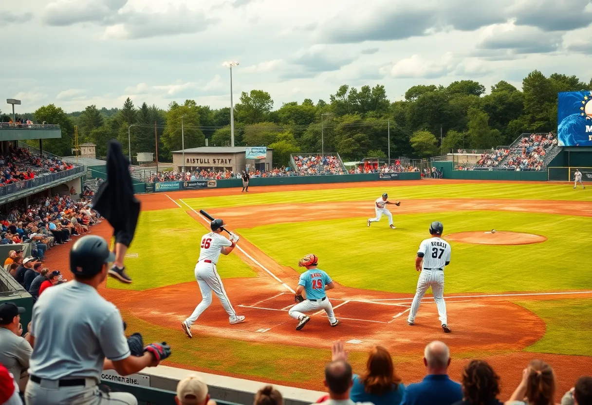 Warriors baseball team celebrating a win in the playoffs.