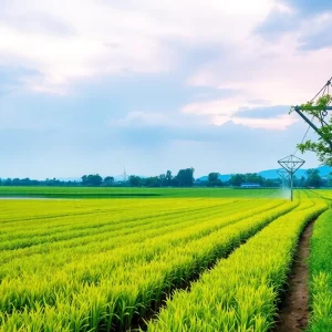 Modern irrigation systems in agricultural fields