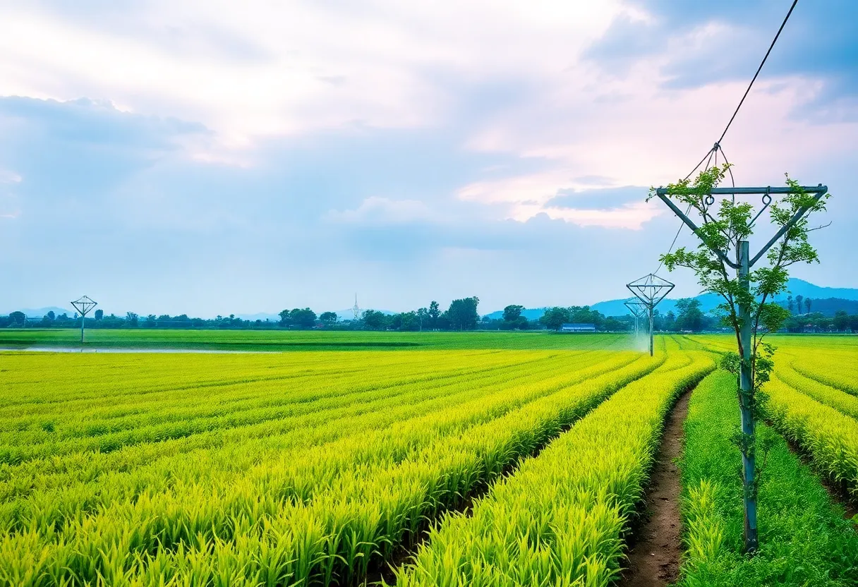 Modern irrigation systems in agricultural fields