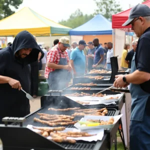 Participants showcasing their grilling skills at the Backyard Amateur Grillers Competition