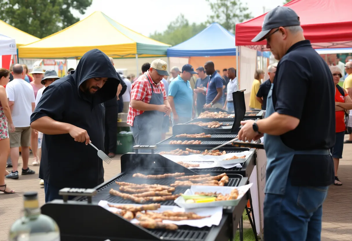 Participants showcasing their grilling skills at the Backyard Amateur Grillers Competition
