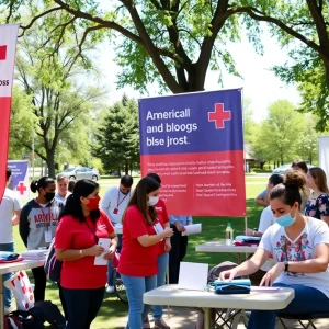 Community members participating in a blood donation drive