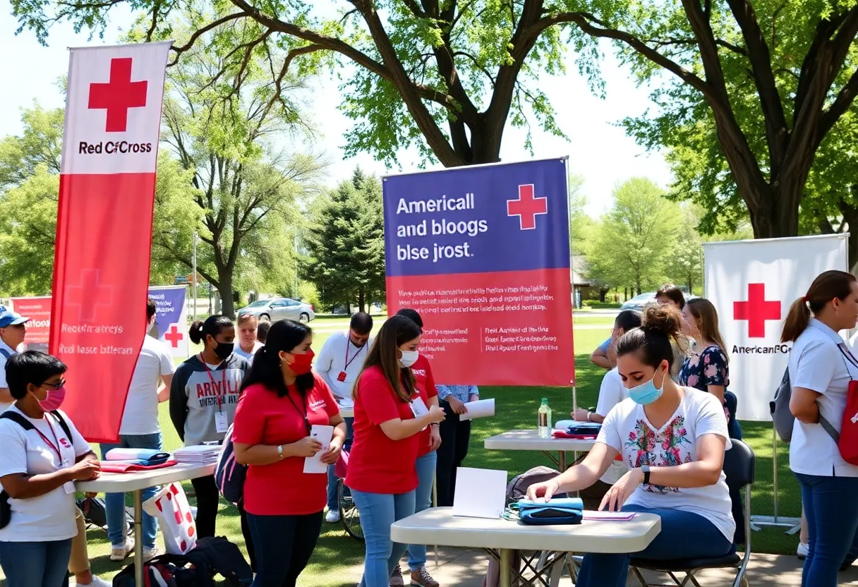 Community members participating in a blood donation drive