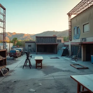 Abandoned film set representing job losses in California's film industry