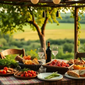 A warm family gathering with traditional Italian food