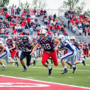 Youth football teams competing in a tournament