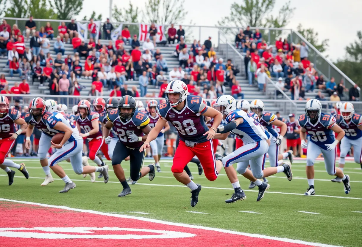 Youth football teams competing in a tournament