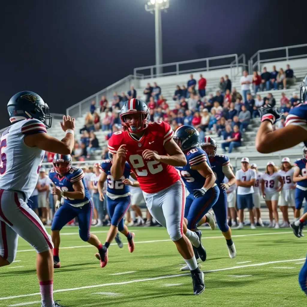California high school football players on the field during recruitment season