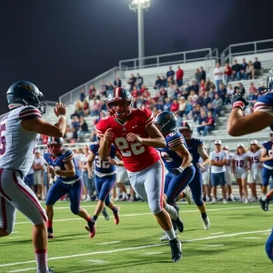 California high school football players on the field during recruitment season