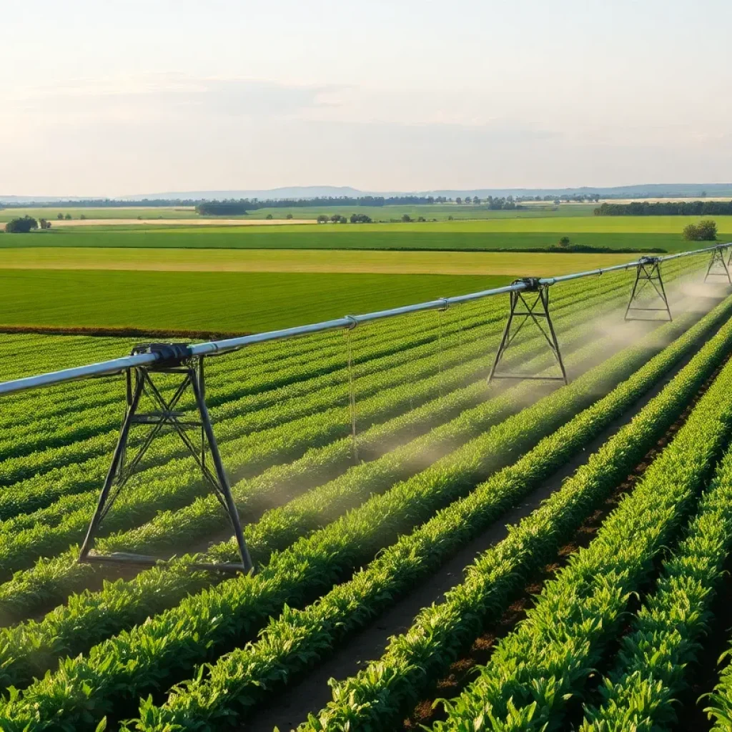 Center pivot irrigation in a vibrant agricultural landscape