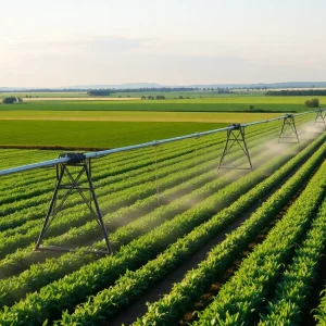 Center pivot irrigation in a vibrant agricultural landscape