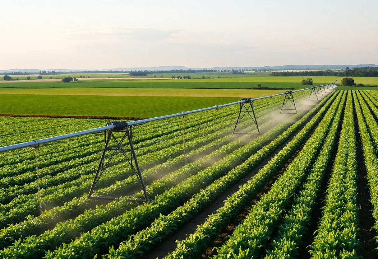 Center pivot irrigation in a vibrant agricultural landscape